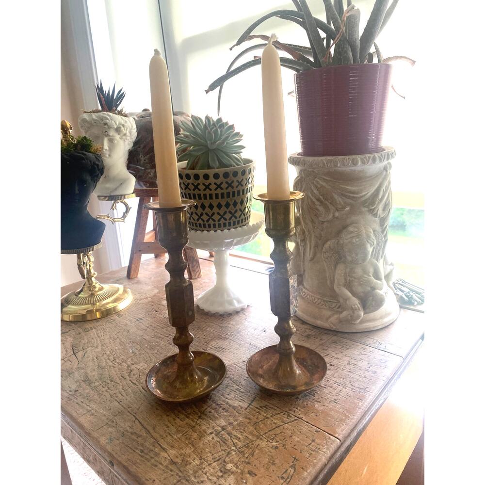 Vintage Brass Candlesticks with patina